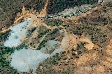 Sitio de ensayos nucleares Punggye-ri, Corea del Norte, imagen vía DigitalGlobe