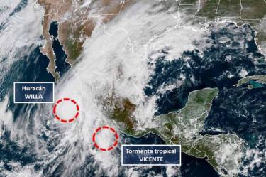 ‘Willa’ y ‘Vicente’ impactarán de manera simultánea territorio nacional