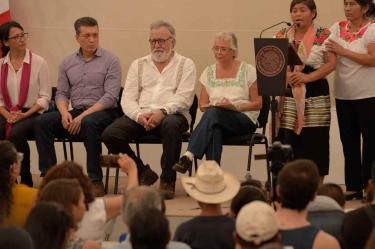 La titular de la Segob recordó que este “acto de justicia” se realiza en cumplimiento de una recomendación emitida por la Comisión Interamericana de Derechos Humanos. Foto: Cuartoscuro