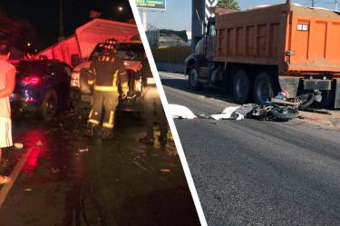 Accidentes, exceso de velocidad, choque contra camiones, dos motociclistas mueren
