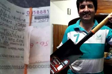 El hombre tomó con buen humor el regalo. Fotos: TN Noticias