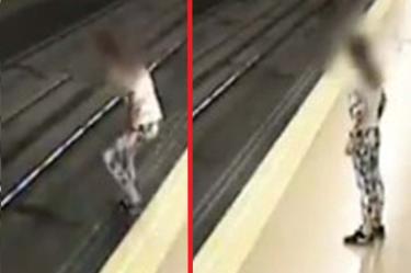 Cámaras de seguridad captaron el momento en que una mujer salta a las vías del Metro.
