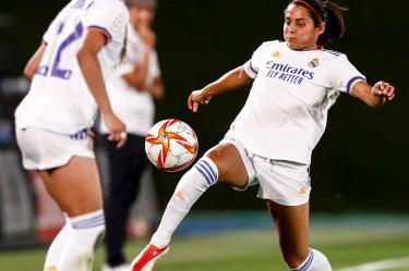Kenti Robles es la primera anotadora del Real Madrid en la Champions Femenina. (Twitter: @realmadridfem)