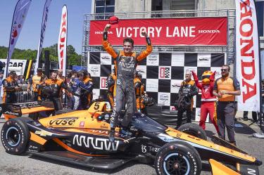 Pato O'Ward consiguió su primer triunfo en la temporada 2022 de la IndyCar. (Reuters)