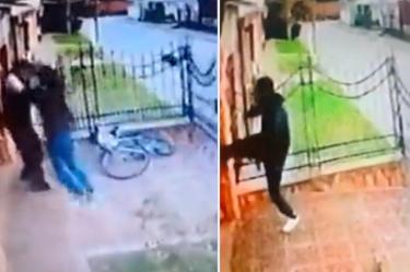 Dos imágenes, la agresión del nieto y las patadas a la puerta de casa del abuelo