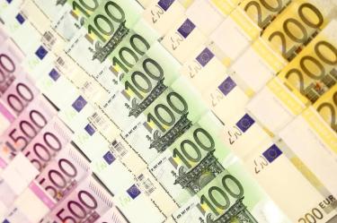 Billetes de euros en el banco central de Croacia.