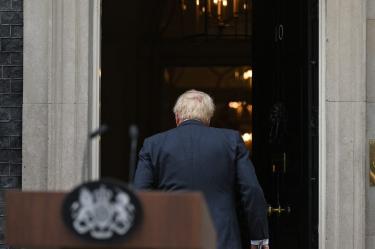 Boris Jonhson al término de una conferencia de prensa en Downing Street.
