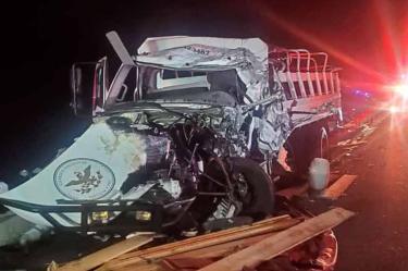 El vehículo de la Guardia Nacional tras accidente