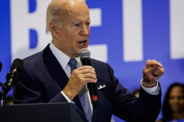 Biden durante su discurso en la Asociación Nacional de Educación.