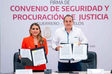 gobernador de Morelos, Cuauhtémoc Blanco, y su homóloga de Guerrero, Evelyn Salgado