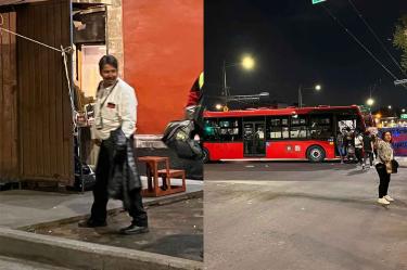 Chofer del metrobús atrapado en bloqueo.