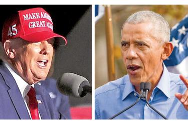 “Si quieren detener la destrucción de nuestro país y salvar el sueño americano, este martes deben votar por los republicanos en una ola roja gigante”, Donald Trump, expresidente estadunidense (Republicano) / “Hay políticos que no trabajan para unir a la gente, sino para avivar la división y hacer que tengamos miedo unos de otros sólo para su propio beneficio”, Barack Obama, expresidente estadunidense (Demócrata).