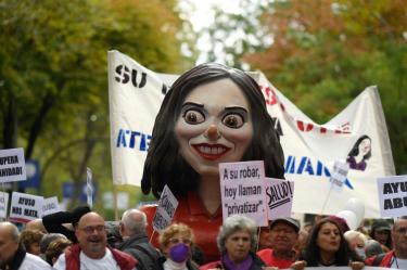 Las protestas en favor de la salud pública se realizaron el pasado fin de semana en Madrid. (AFP)