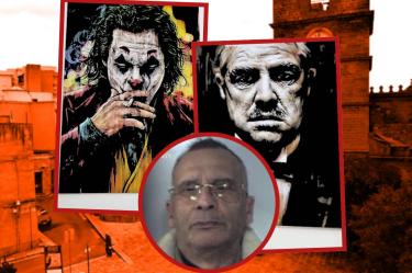 Collage del Joker, El Padrino y Matteo Messina Denaro, capo italiano