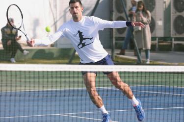 Novak Djokovic entrenando.