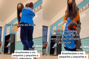 Maestra enseña alumnos evitar secuestros