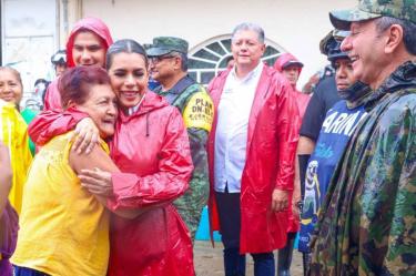 Evelyn Salgado en la zona afectada