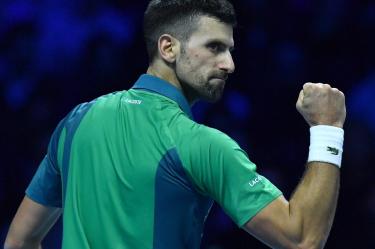 Novak Djokovic en primer partido del Masters ATP Finals.