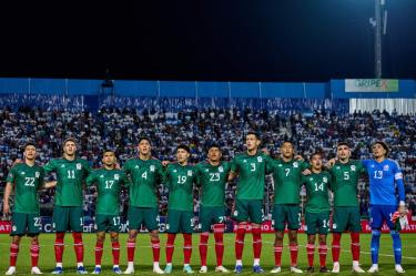 Jugadores de la Selección Mexicana en partido ante Honduras.