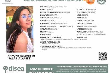 Buscamos a Naomi Elizabeth Salas desapareció en Chiutla, Edomex