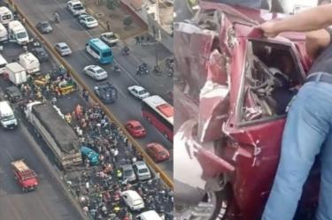 Tráiler choca en la México-Puebla.