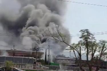 Incendio en Central de Abasto en Tultitlán.