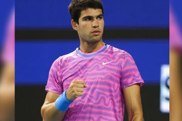 Carlos Alcaraz en partido de Masters 1000 de Miami.