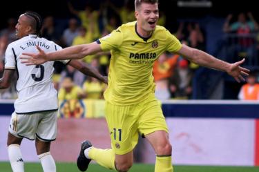Alexander Sorloth celebra uno de sus cuatro goles ante Real Madrid