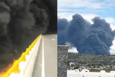 Fuerte incendio se registra cerca de la autopista Atlixco – Puebla; Autoridades inician evacuación 
