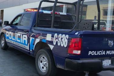 Patrulla de la Policía Municipal de Corregidora estacionada en calles de Querétaro