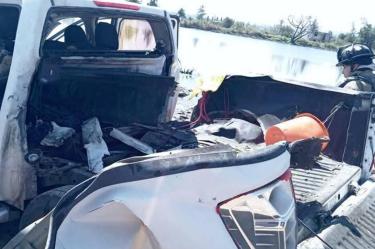 Camioneta en la que estalló pirotecnia que se utilizaba para despedir a un muerto