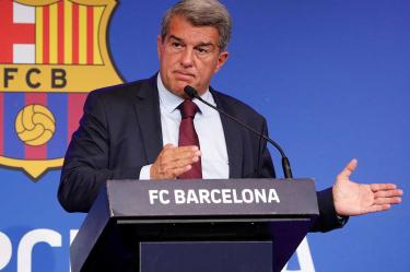 Joan Laporta en conferencia de prensa.