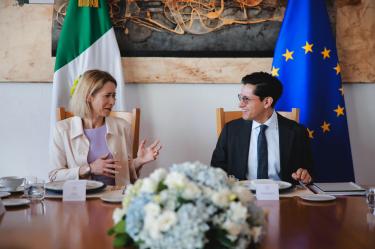 El secretario de Relaciones Exteriores, Roberto Velasco, y Kaja Kallas, Alta Representante de la UE para Asuntos Exteriores y Política de Seguridad.