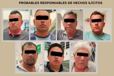Los siete detenidos, junto con los vehículos y la mercancía recuperada, fueron puestos a disposición de la Agencia del Ministerio Público