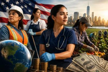 Ilustración de mujeres mexicanas trabajando en EU.