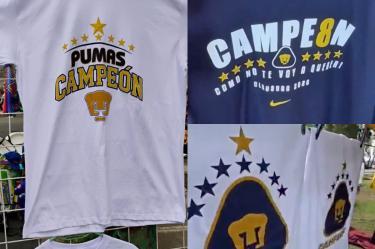 Por $400, ya venden playeras de Pumas campeón previo a la Final ante Cruz Azul.