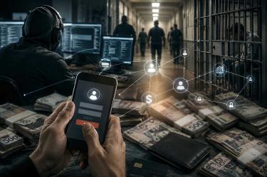 Fotoarte sobre la extorsión desde el interior de cárceles con ayuda de plataformas tecnológicas.