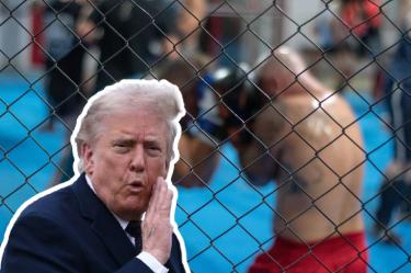Trump presentó una imagen del octágono durante un acto en el Despacho Oval.