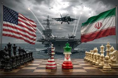 Ilustración sobre la guerra de Estados Unidos contra Irán.