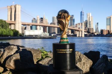 La Copa del Mundo en Nueva York durante su gira en Estados Unidos.
