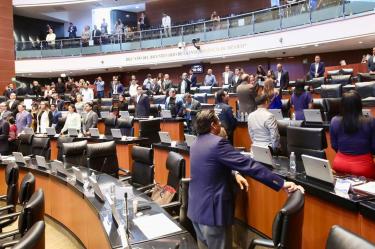 Senadores dan la espalda durante la sesión en la que se declaró la validez de la reforma para anular elecciones