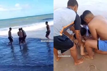 Familiares y bañistas ayudaron a rescatar a la joven de 19 años tras el ataque ocurrido frente a la costa de Recife.