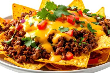 Receta de nachos con carne y queso amarillo