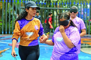ciudad de mexico 06 de junio de 2026 entrevista y entrenamiento jugadaras futbol ciego ellas juegan MÈxico dice voy futbol rrrapido en el deportivo parque la moderna Foto: Hector Lopez