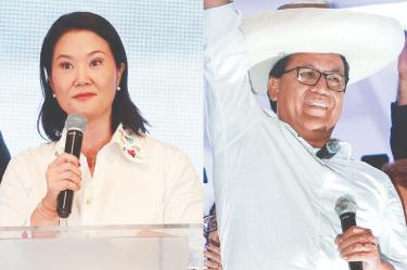 Keiko Fujimori y Roberto Sánchez, candidatos a la presidencia de Perú.