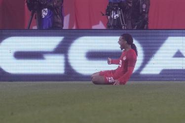 Jayden Nelson, con Canadá, celebra un gol ante Uzbekistan, el pasado 1 de junio.