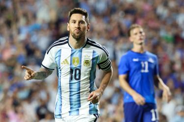 Jun 9, 2026; Auburn, Alabama, USA; Argentina forward Lionel Messi (10) celebrates after scoring a goal during the second half against Iceland during a Road to 26 men's international friendly at Jordan-Hare Stadium. Mandatory Credit: John Reed-Imagn Images     TPX IMAGES OF THE DAY
