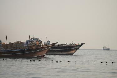 Vessels are anchored in the Strait of Hormuz, as seen from Musandam, Oman, June 10, 2026. REUTERS/Stringer