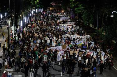 La marcha se detuvo y no pudo avanzar más allá de la intersección de la calzada de Tlalpan y el Viaducto