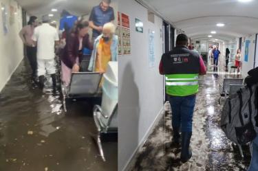 El agua sorprendió a varias personas que estaban en áreas de hospital